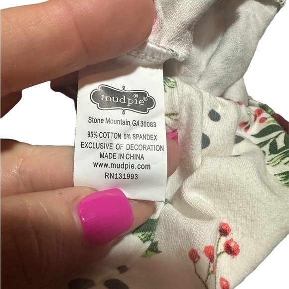 Mud Pie Poinsettia and Striped Gown with head band size 0-3 months Festive - Picture 6 of 6